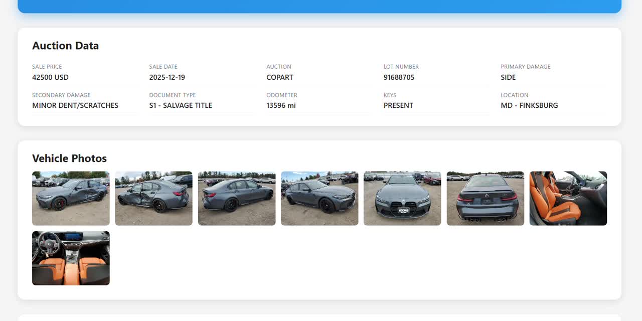 Vehicle Report Preview